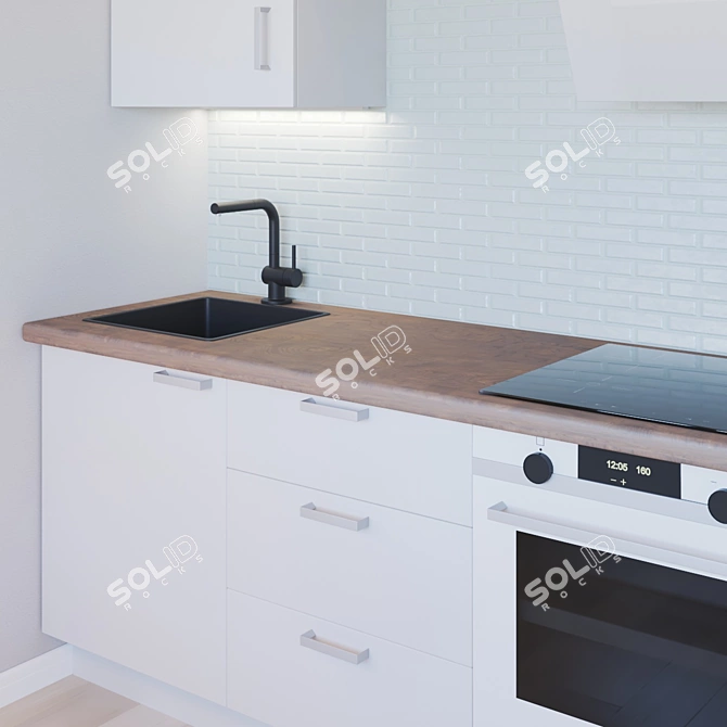 Sleek Modern Kitchen Set 3D model image 2