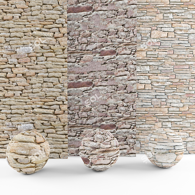  Natural Stone Wall - 124 x 91.5 inches 3D model image 1