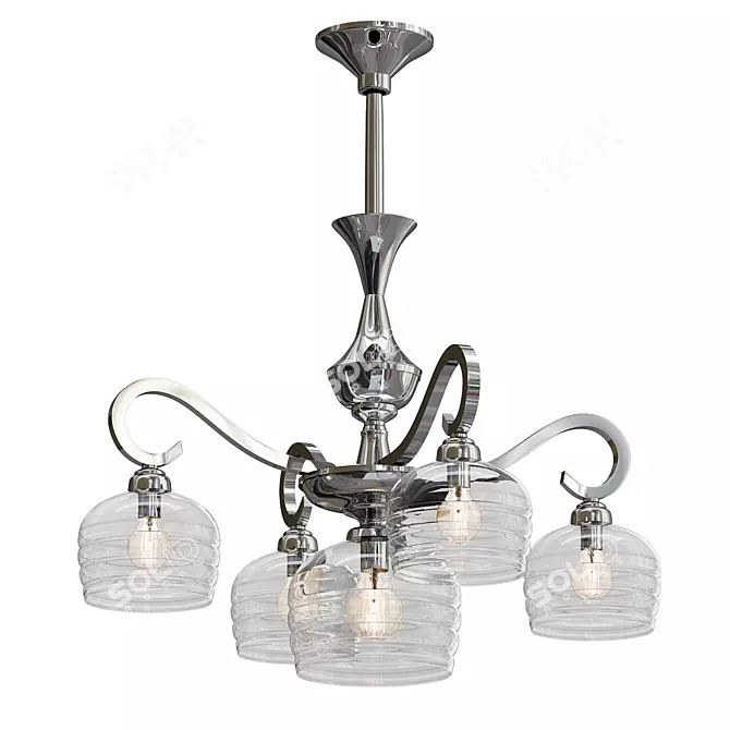 Elegant French Nickel Chandelier 3D model image 1