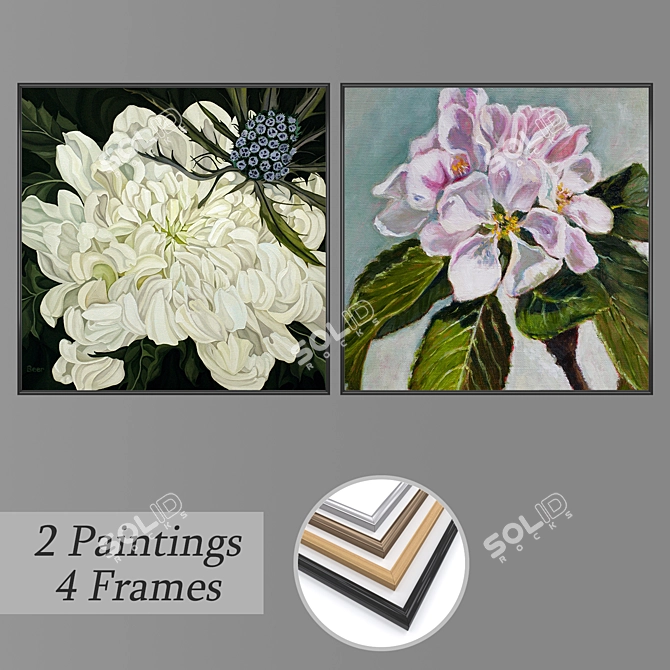 Modern Art Set with Multiple Frames 3D model image 1