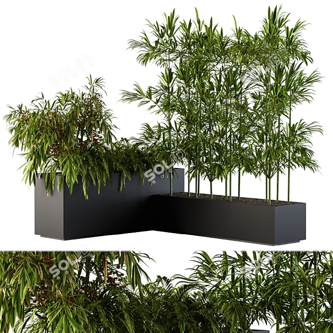 Black Plastic Box: Outdoor Plants 3D model image 1