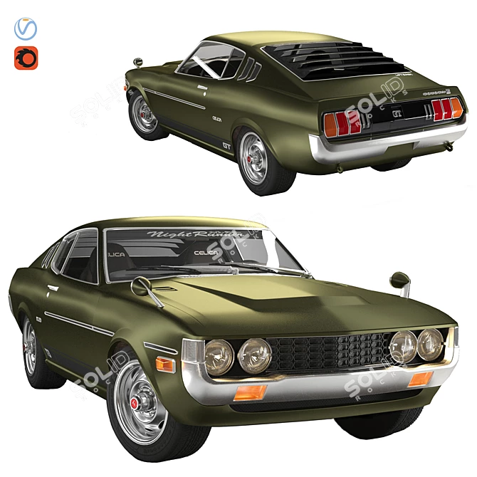 Sleek Toyota Celica Liftback: 3D-Modeled & High-Res Textures 3D model image 1