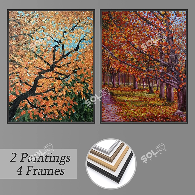 Elegant Wall Art Set with Multiple Frames 3D model image 1