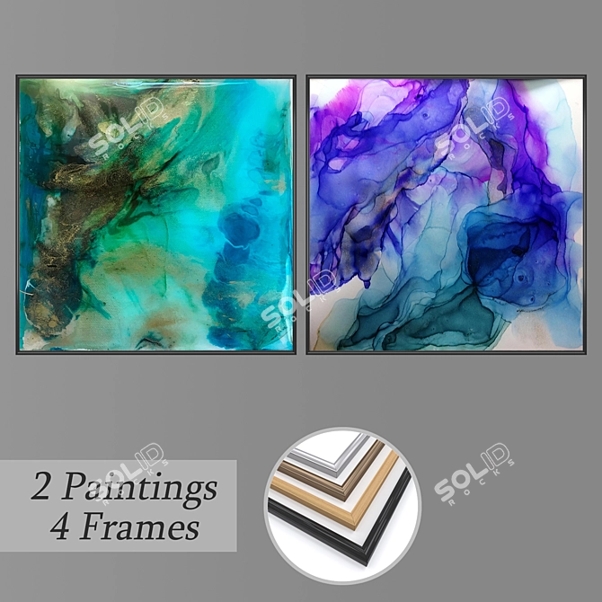 Elegant Wall Art Set with Multiple Frames 3D model image 1