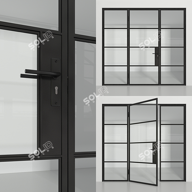 Elegant Loft Glass Partition 3D model image 1