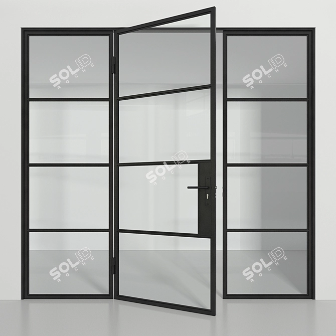 Elegant Loft Glass Partition 3D model image 3