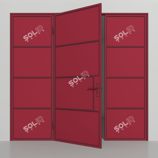 Elegant Loft Glass Partition 3D model image 5