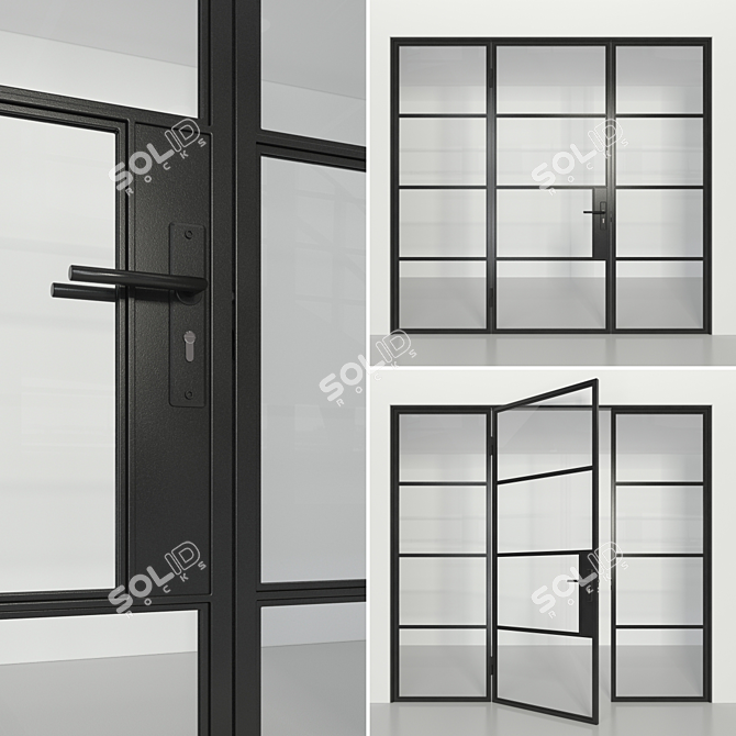 Elegant Loft Glass Partition 3D model image 6