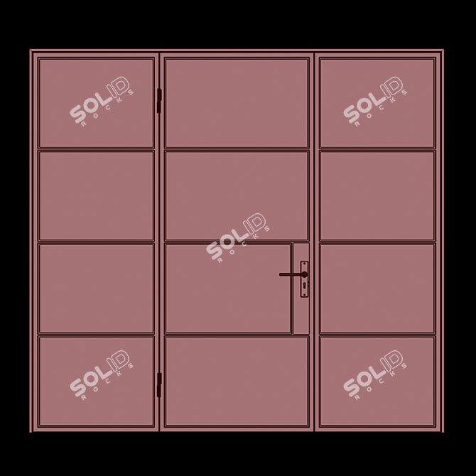 Elegant Loft Glass Partition 3D model image 7