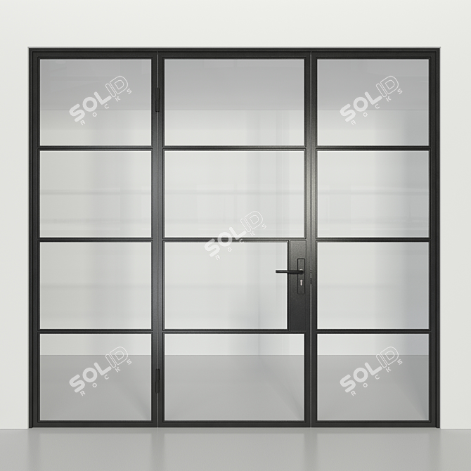 Elegant Loft Glass Partition 3D model image 8