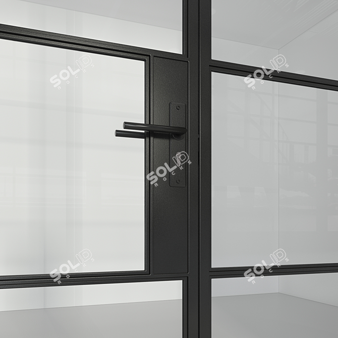 Elegant Loft Glass Partition 3D model image 10