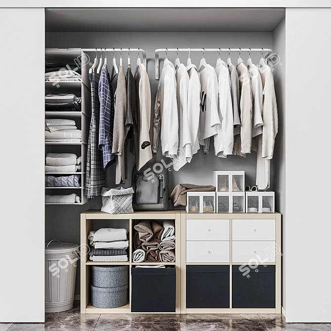 Modular Wardrobe Organizer Set | Ikea Built-in Storage 3D model image 1