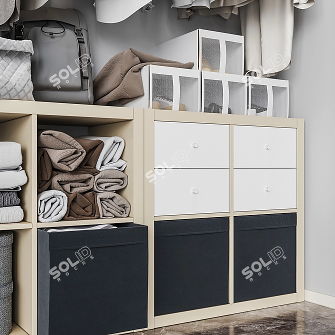 Modular Wardrobe Organizer Set | Ikea Built-in Storage 3D model image 3