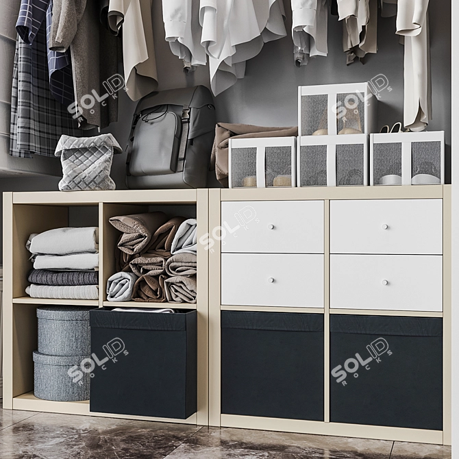 Modular Wardrobe Organizer Set | Ikea Built-in Storage 3D model image 4