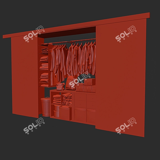 Modular Wardrobe Organizer Set | Ikea Built-in Storage 3D model image 5