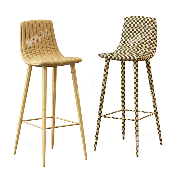 Modern Lecco Barstool 3D model image 5