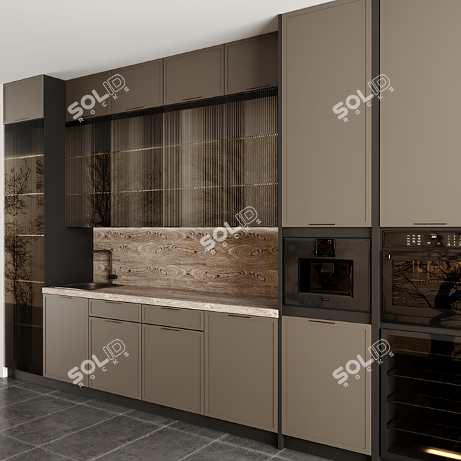 Modern Kitchen Interior Design 3D model image 3