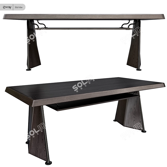 Vitra Trapeze Modern Designer Table 3D model image 2