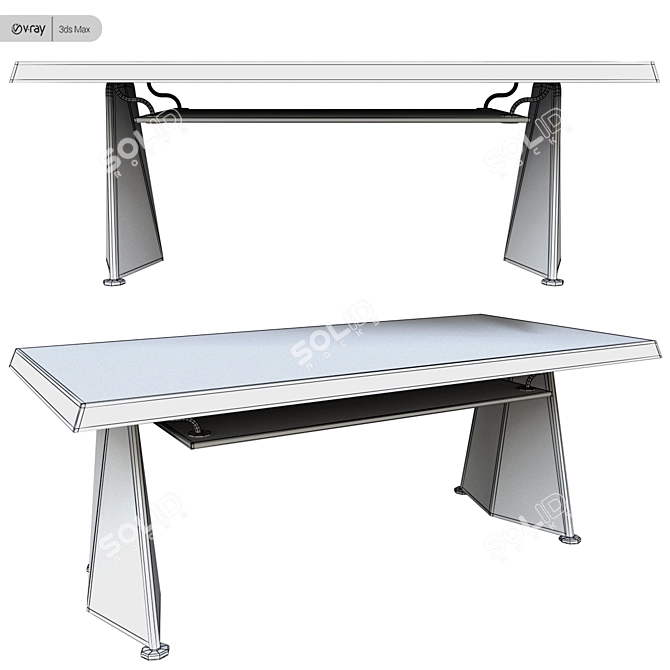 Vitra Trapeze Modern Designer Table 3D model image 3