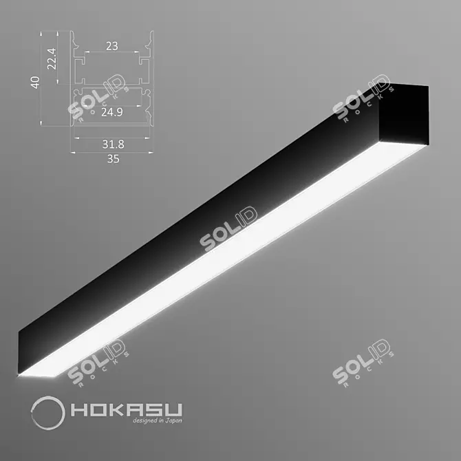 HOKASU 35/40 Up&Down Surface Mount Luminaire 3D model image 1