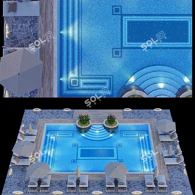 Luxurious Flexform Swimming Pool Set 3D model image 2