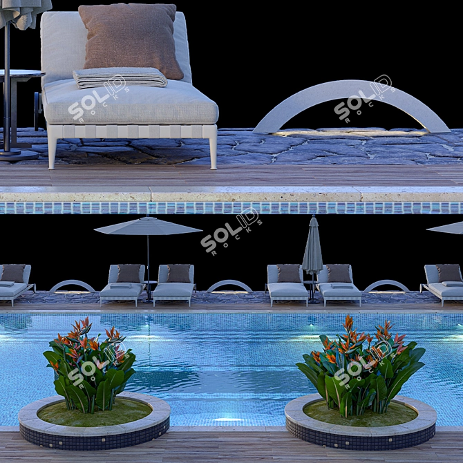 Luxurious Flexform Swimming Pool Set 3D model image 3