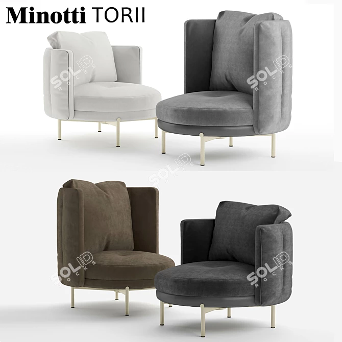 Modern Minotti Torii Armchair 3D model image 5