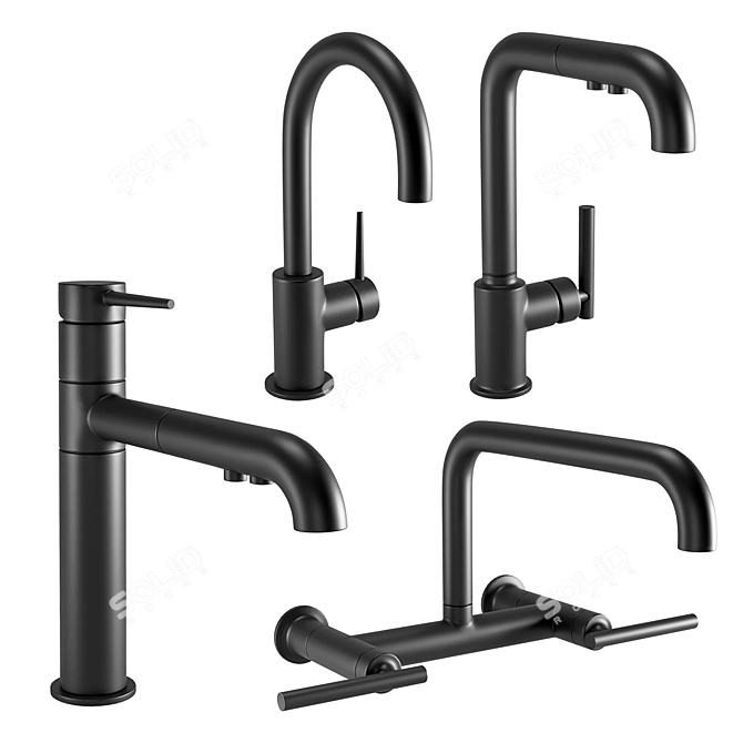 Sleek Faucet Set Collection 3D model image 1