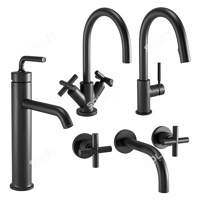 Premium Faucet Set Collection 3D model image 1