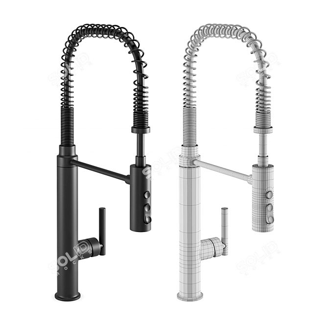 Modern Black Faucet Set 3D model image 3