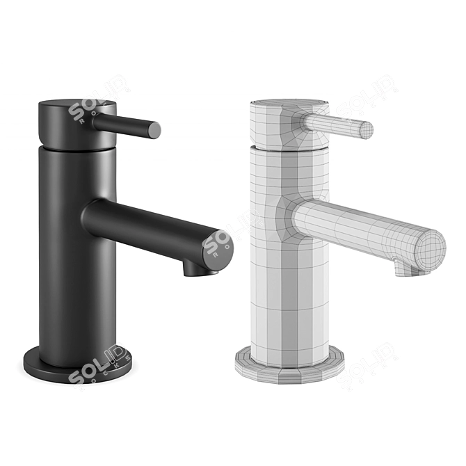 Modern Black Faucet Set 3D model image 5