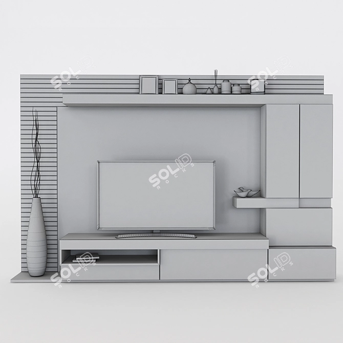 Sleek Wall-Mounted TV Stand 3D model image 3