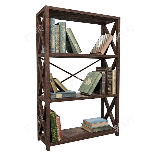 15 Unique Books & Wooden Country Rack 3D model image 3