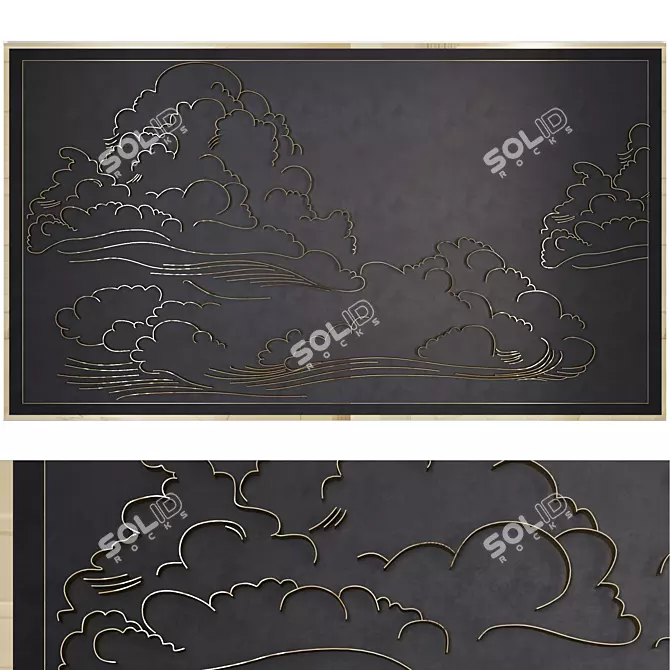 Golden Clouds Wall Decor 3D model image 1