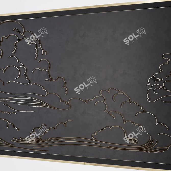 Golden Clouds Wall Decor 3D model image 2