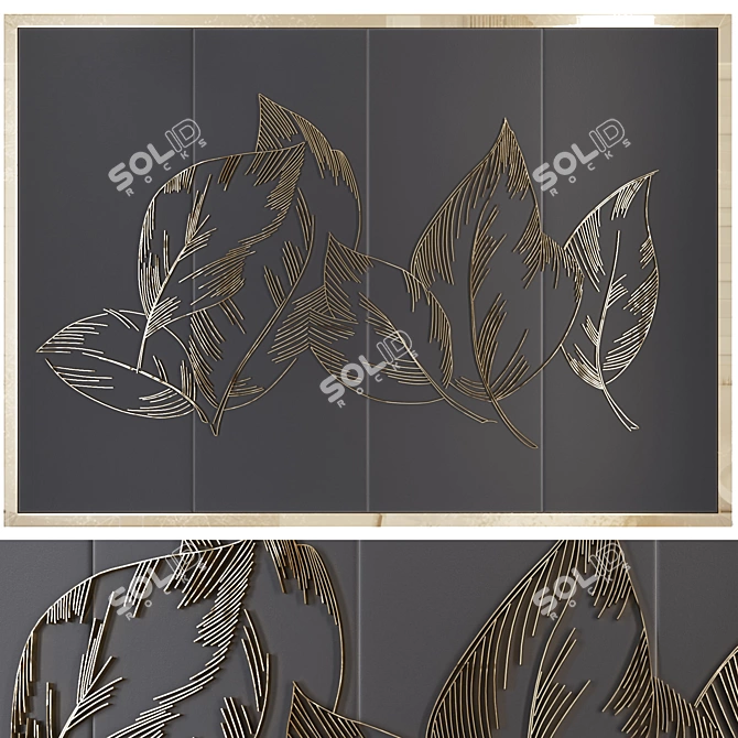 Golden Leaf Wall Decor 3D model image 1