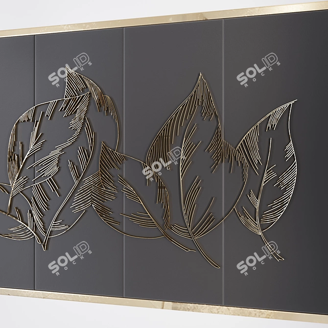 Golden Leaf Wall Decor 3D model image 2