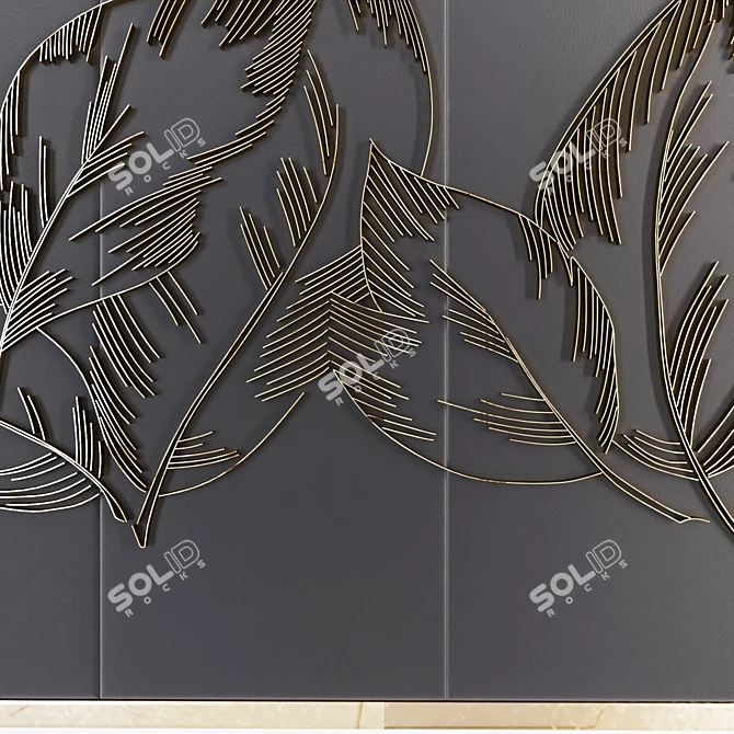 Golden Leaf Wall Decor 3D model image 3