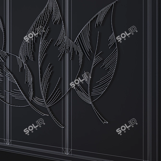 Golden Leaf Wall Decor 3D model image 4