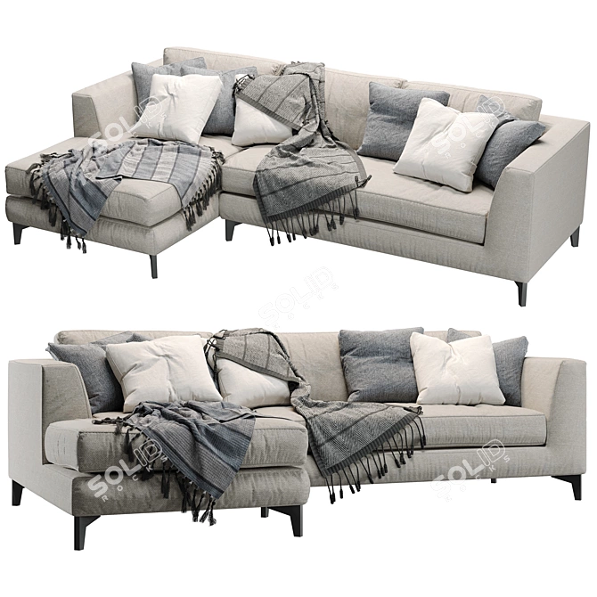 Elegant Meridiani Louis Up Modular Sofa 3D model image 1