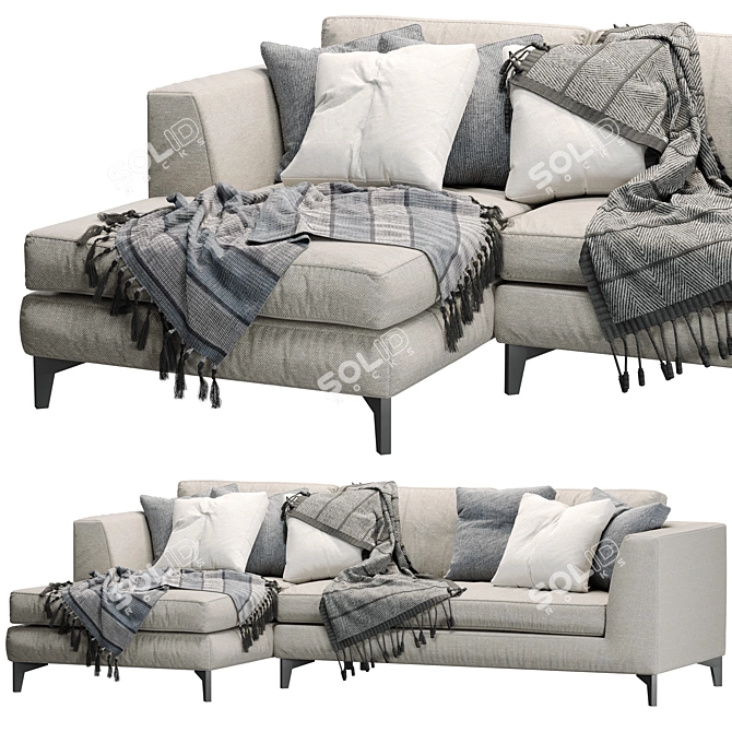 Elegant Meridiani Louis Up Modular Sofa 3D model image 2