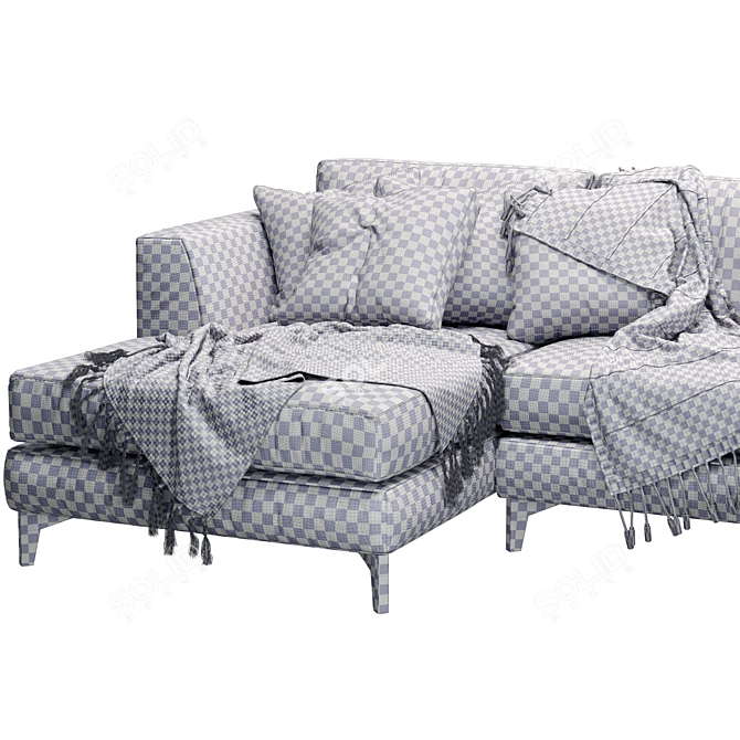 Elegant Meridiani Louis Up Modular Sofa 3D model image 4