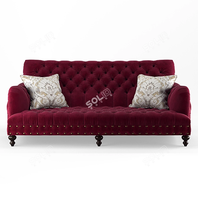 Elegant Tufted Sara Sofa - Handcrafted with Maple Frame 3D model image 2