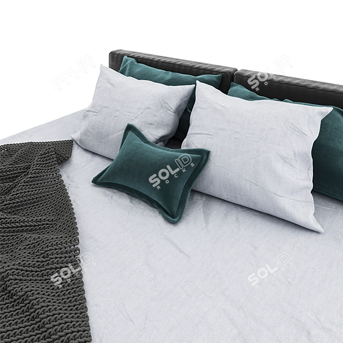 Contemporary Knitted Blanket Bed 3D model image 2