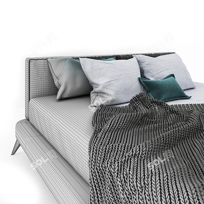 Contemporary Knitted Blanket Bed 3D model image 3