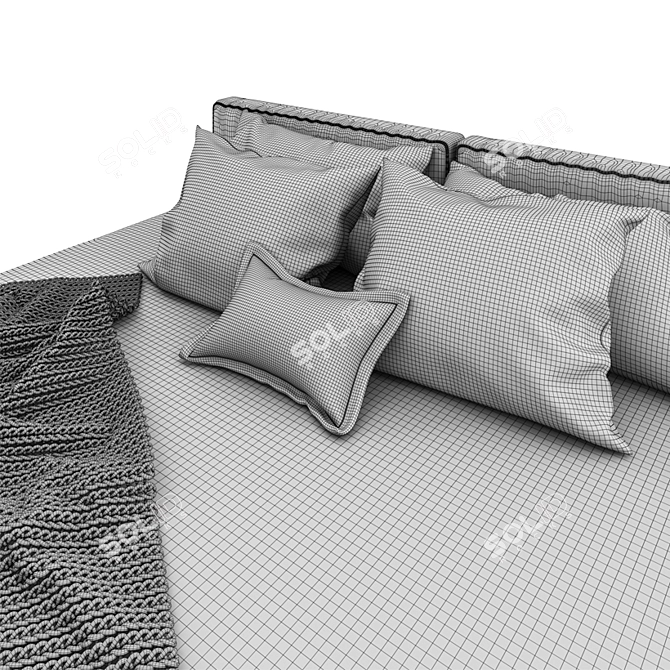 Contemporary Knitted Blanket Bed 3D model image 4