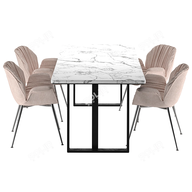 Modern Dining Table Set 3D model image 4