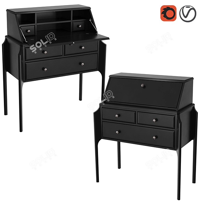 Elegant Secretaire: Le Visage 3D model image 1