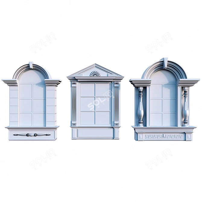 Elegant Classic Style Windows 3D model image 3