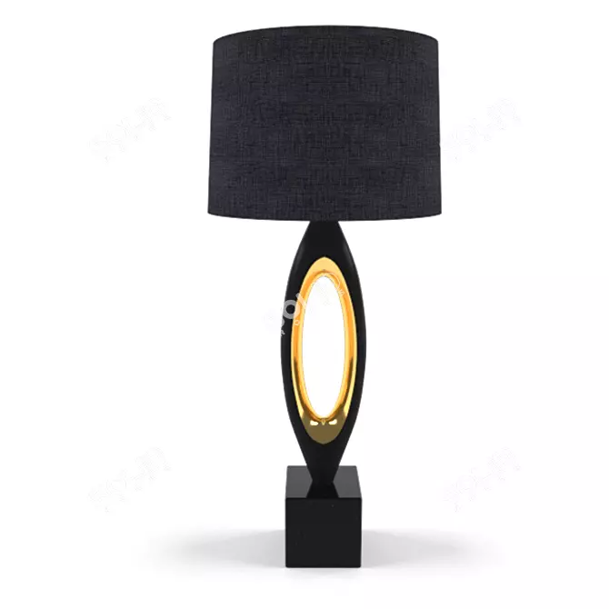 Rondo Black Linen Table Lamp 3D model image 1